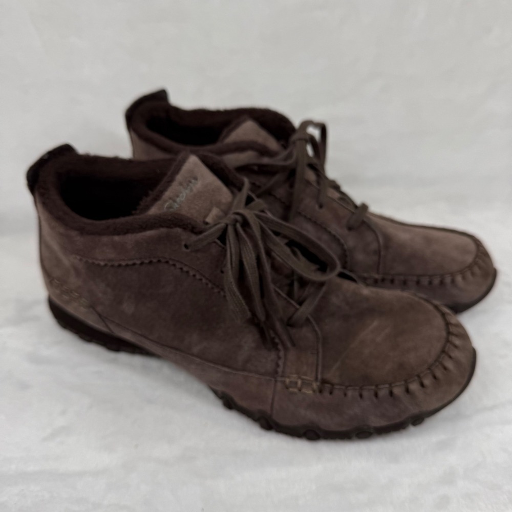 Skechers Relaxed Fit Womens 10 Brown Suede Faux Fur Memory Foam Boots